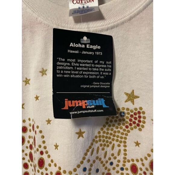 NWT B&K Enterprises Jumpsuit Stuff ELVIS ALOHA EAGLE 2 sided Tee Tshirt M - Picture 6 of 12